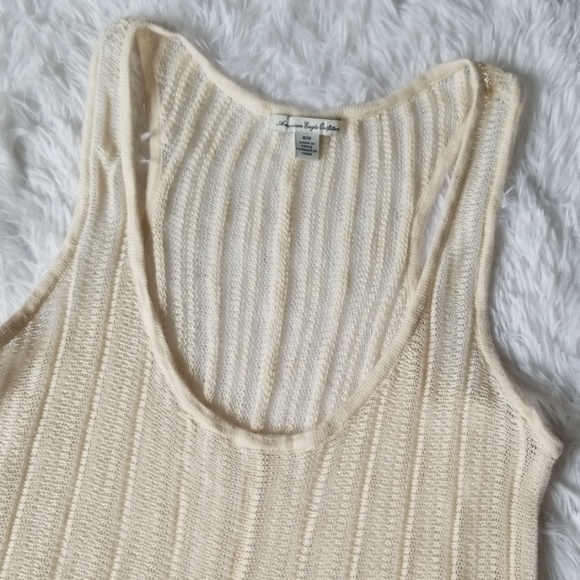 Knit Tank Top Ruffle Cream Festival American Eagle - Picture 2 of 5